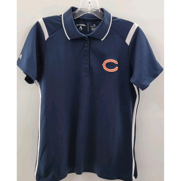 Antigua Tops - Antigua Woman's Chicago Bears Polo Blue Embroidered Shirt SIZE M